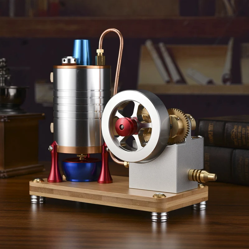 K007 Physical Precision Piston Vertical Steam Engine Model Kit Large Cylinder Heating Boiler Metal Model Toy Gift