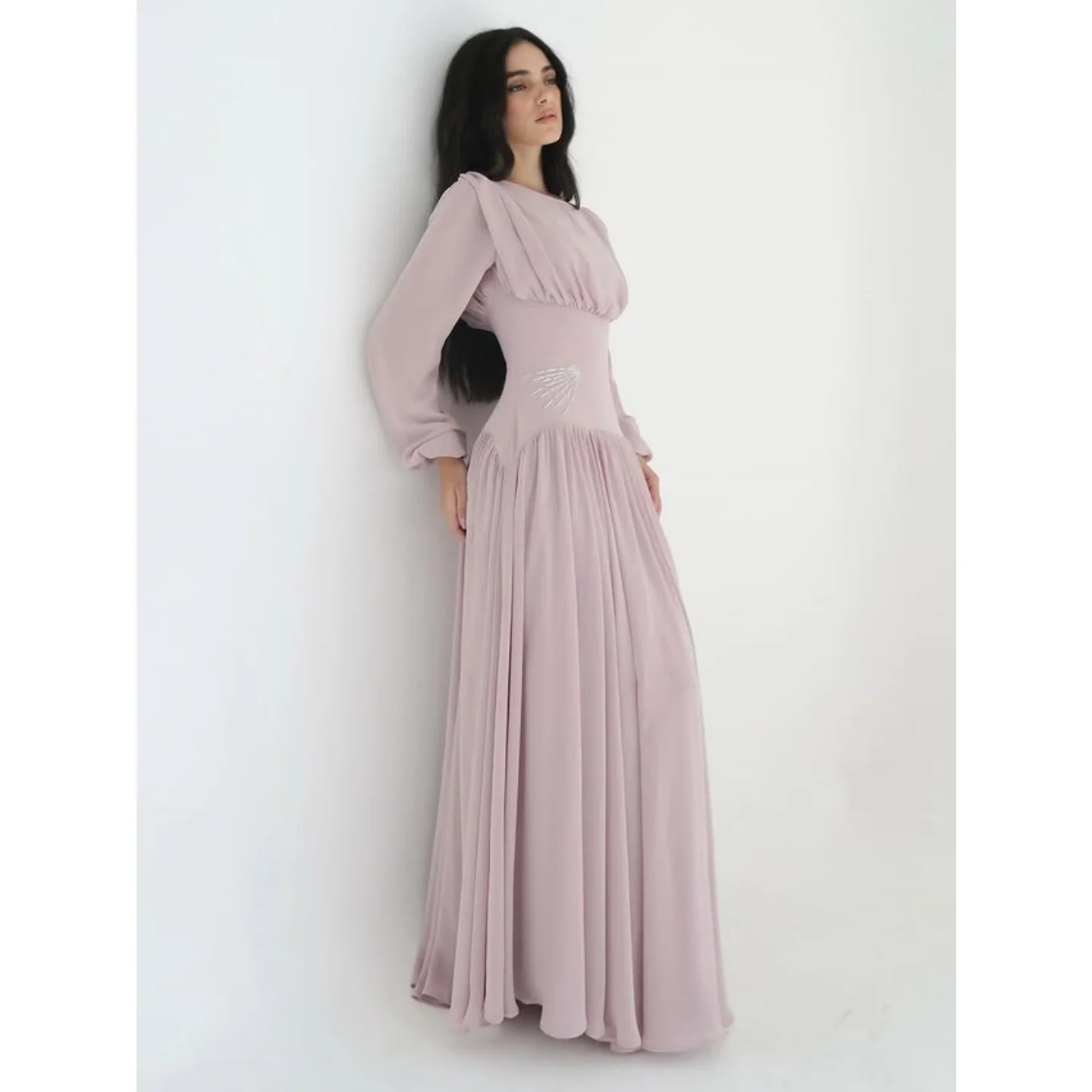 

Gorgeous Purple Evening Dress With Floor Length Saudi Arabia Long Sleeves Prom Dresses Floor Length Women's Customized