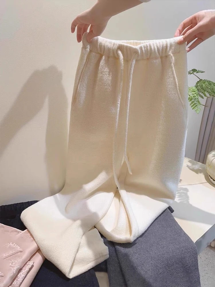 일본 스타일 레트로 소프트 스트레이트 캐주얼 팬츠 봄 가을 하이웨이스트 슬림 와이드 레그 팬츠