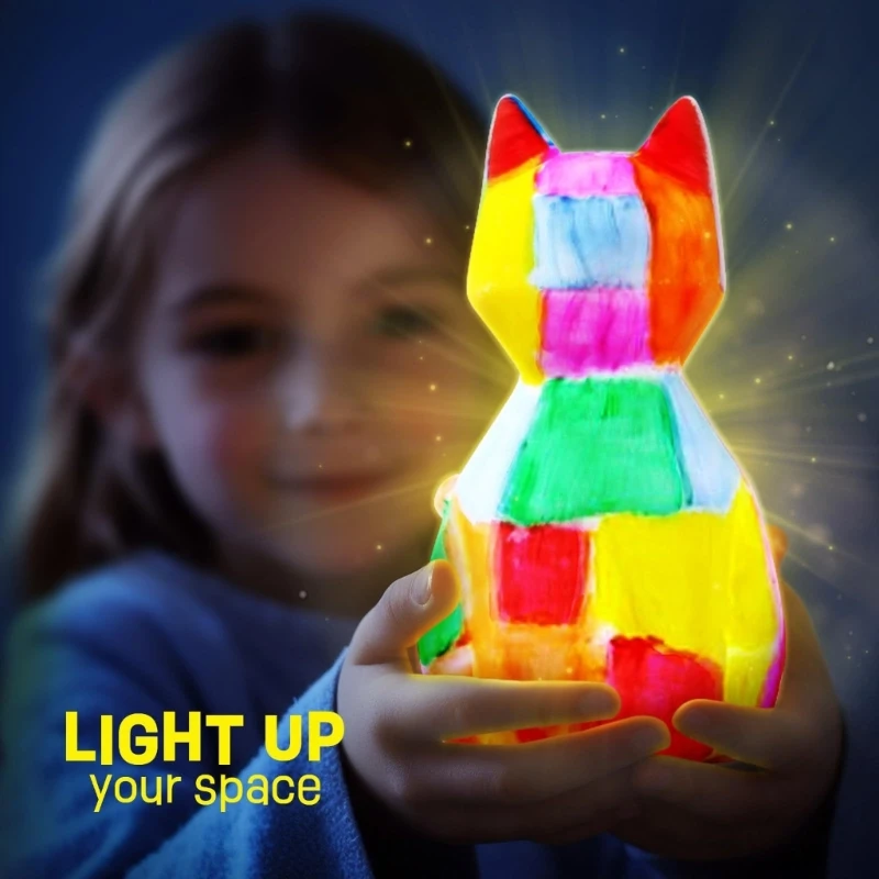 Conjunto interativo luz noturna para pintura gatos para artistas, brinquedo criativo para crianças