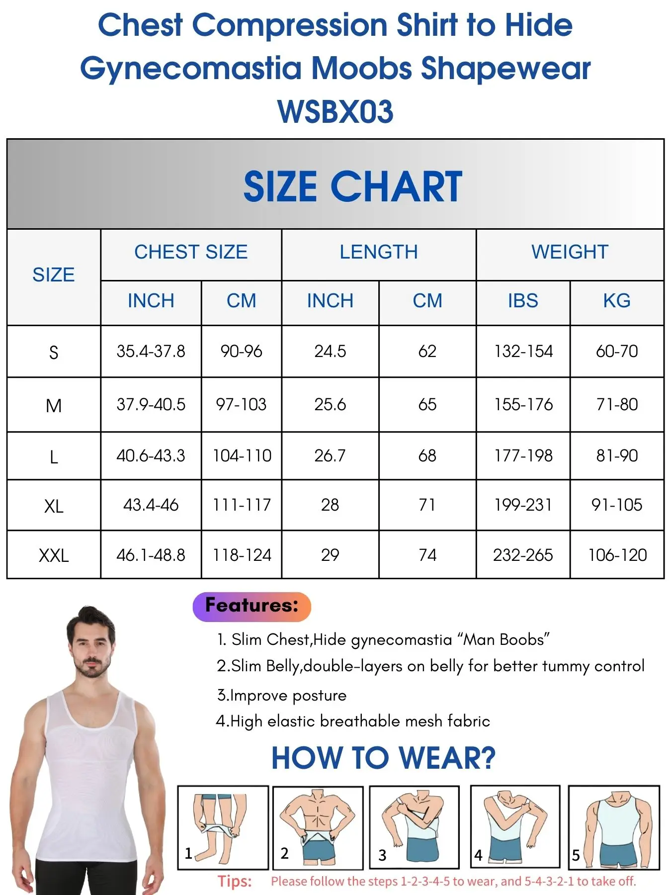 Men\'s Body Shaper Chest Slim Tank Top Hide Gynecomastia Compression Shirt For Men Slimming Undershirt Shapewear