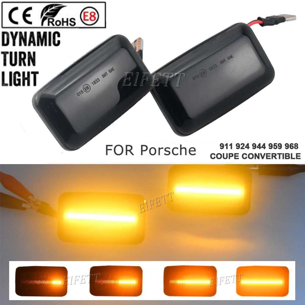 LED Side Marker Turn Signal Lamp Flowing Water Indicator Flashing For Audi A6 S6 100 C3 C4 200 80 90 B2/B3/B4 Cabriolet Coupe V8