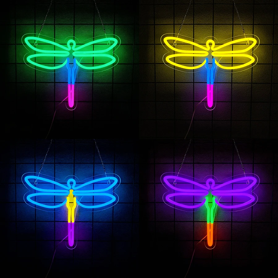 Multi-Color Dragonfly Neon Sign For Wall Decor,Led Neon Light For Bedroom,Living Room Decor,Party,Club,Man Cave,Festival Gift