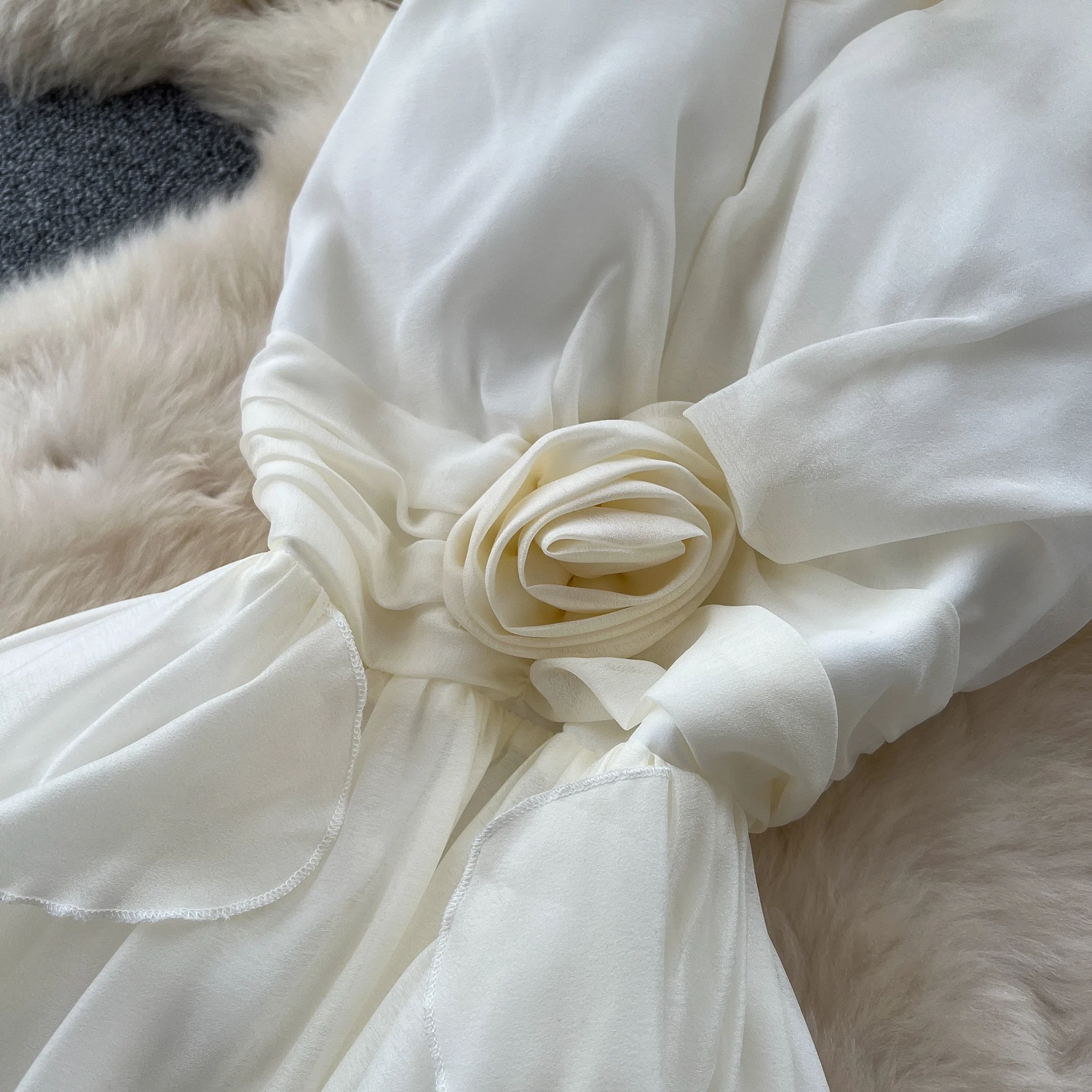 Chic Sexy espalda descubierta halter tridimensional floral Slip Vestido Hada A-line Vestido playa vacaciones mujeres Boho Sundress