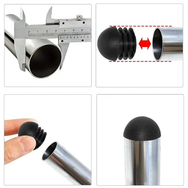 1-20 قطعة 13-76 مللي متر البلاستيك الأسود القبة المستديرة تقطيع نهاية قبعات طاولة أثاث كرسي قدم أنبوب الأنابيب إدراج المكونات حامي غطاء #4