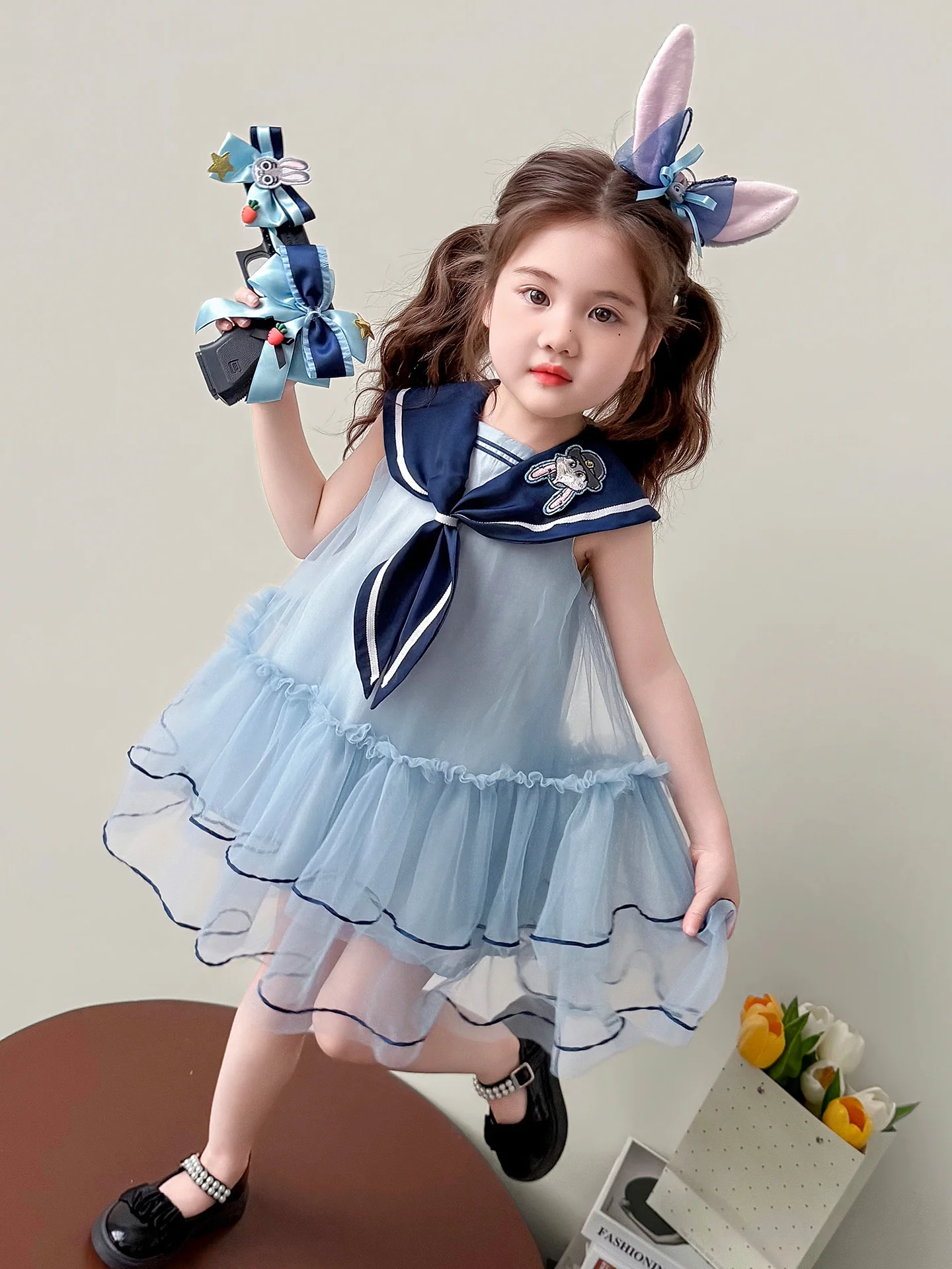 Vestido de Princesa Estilo Marinheiro para Meninas, Vestido de Malha Sem Mangas, Roupa Infantil Estilo Coreano, Ajuste Solto ...