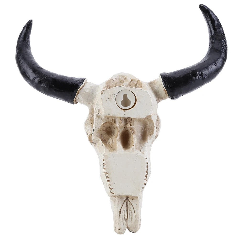 Bull Head Pendant Wall Hanging Longhorn Cow Skull Head Ornament Figurines Crafts Fashion Nostalgic Realistic Nursery Decor