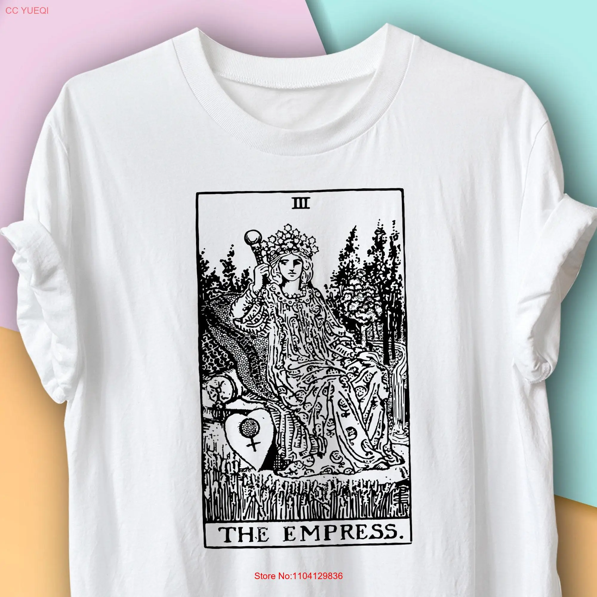 Vintage Tarot Card T Shirt 'The Empress' Queen Witch Witchcraft or OcculT Fortune Teller Mystical long or short sleeves