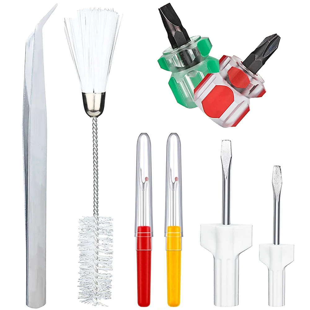 

8pcs Sewing Machine Cleaning Kit Tweezer Double Headed Brush Screwdrivers Sewing Seam Rippers for Repair Machine Sewing Tools