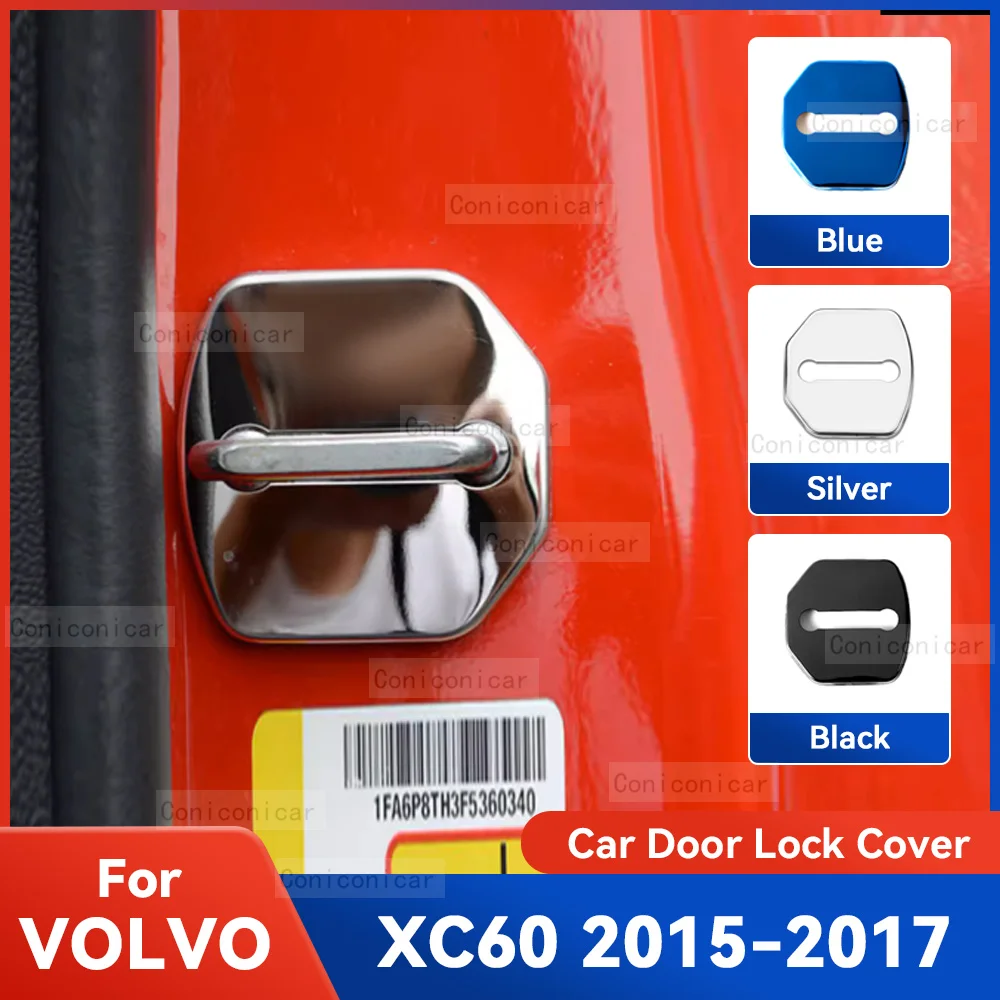 

Auto Car Door Lock Protect Cover Emblems Case Stainless Steel Decoration For VOLVO XC60 2015 2016 2017 Protection Accessories