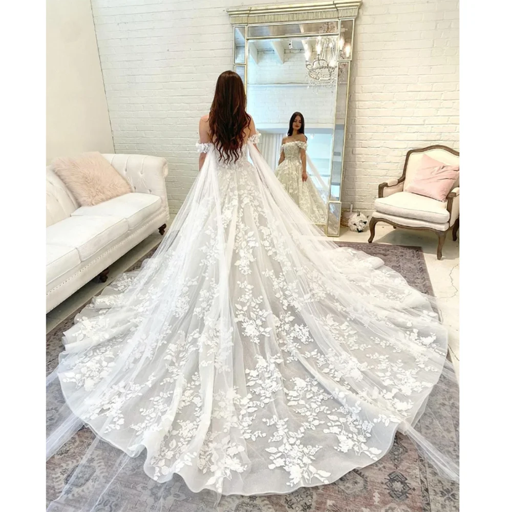 2024 nieuwe collectie luxe witte elegante lieverd romantische trouwjurk prachtige bloemen tule vloerlengte vestidos de novia