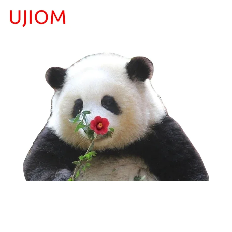 UJIOM 13cm X 9.1cm Lovely Panda with Flowers Wall Sticker Personality Kids Room Wallpapers Decals Amuing Home Posters Murals