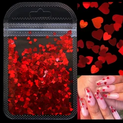 2g holograficzny Nail Art Glitter błyszczące słodkie miłość serce płatki cekiny 3D Nails Paillette Manicure walentynki dekoracje