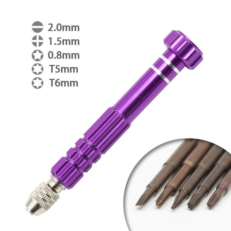31GJ Tournevis précision multifonctionnel Set 5-en-1Small Rid Tilding (TORXT5 ~ + 1,5, -2.0, Star0.8) pour le téléphone