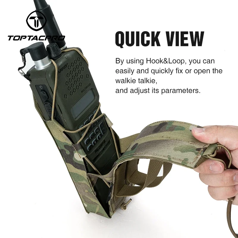 TOPTACPRO Tactical Radio Pouch For Walkie Talkie MOLLE MBITR PRC148 152 Radio Holster Tool Pouch 8533 view 4