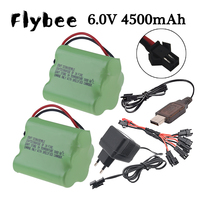 6v 4500mAh Ni-MH Battery SM Plug and 6v Charger Set For RC Toys Cars Boat truck train Gun Robot Parts NIMH AA 6V Battery Pack