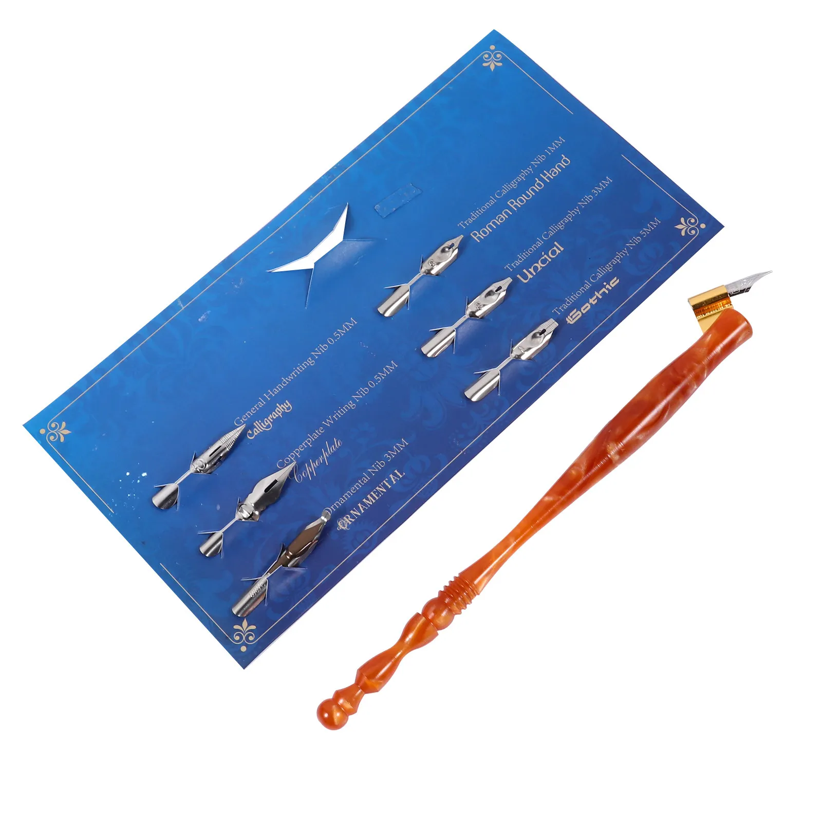 

1 Set Vintage Dip Pen High Quality Calligraphy Starter Kit with 6 Replaceable Nibs Lightweight Smooth Writing Pen Set for Gift