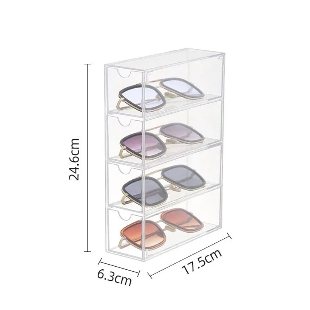 Acrylic Glasses Case Multifunctional Transparent Dustproof Desktop Organizer Creative Drawer Style Display Holder Sunglasses