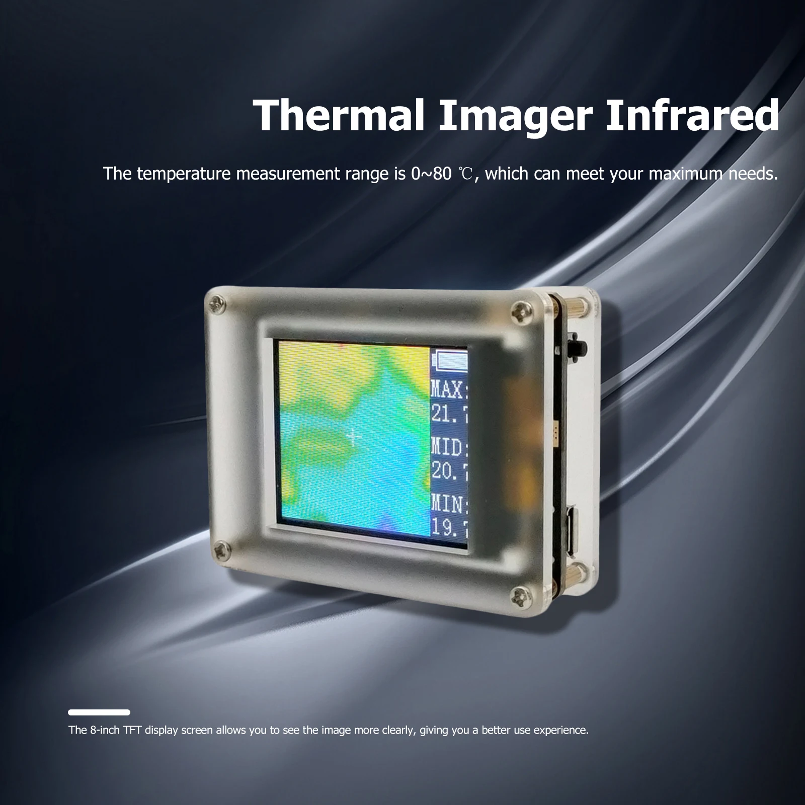 IR Thermograph Cameras 8x8 Resolution 1.8 Inch TFT Display AMG8833 Temperature Sensor Device Built-in Lithium Battery