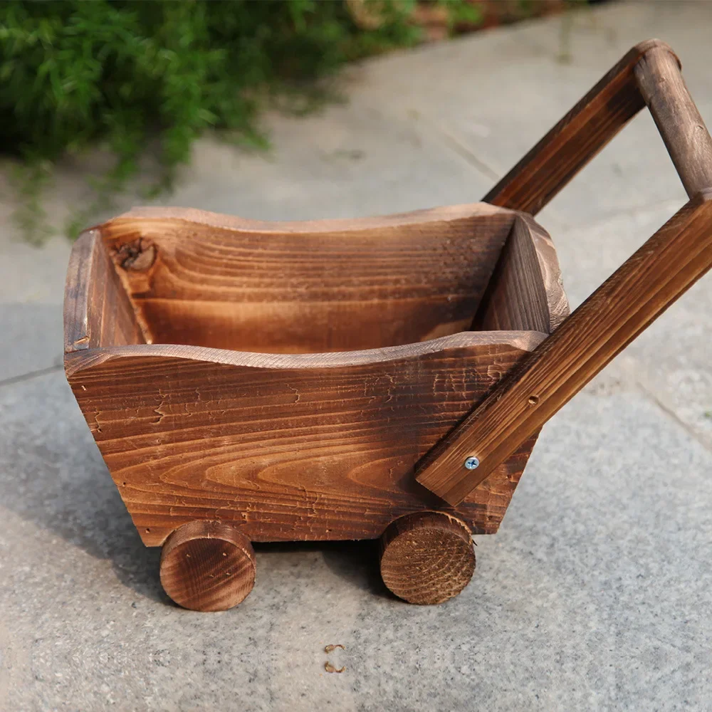 Creative Wooden Cart Flowerpot Succulents Ornament Creative Garden Home Bedroom Shop Window Plants Wheelbarrow Planter Decor Pot