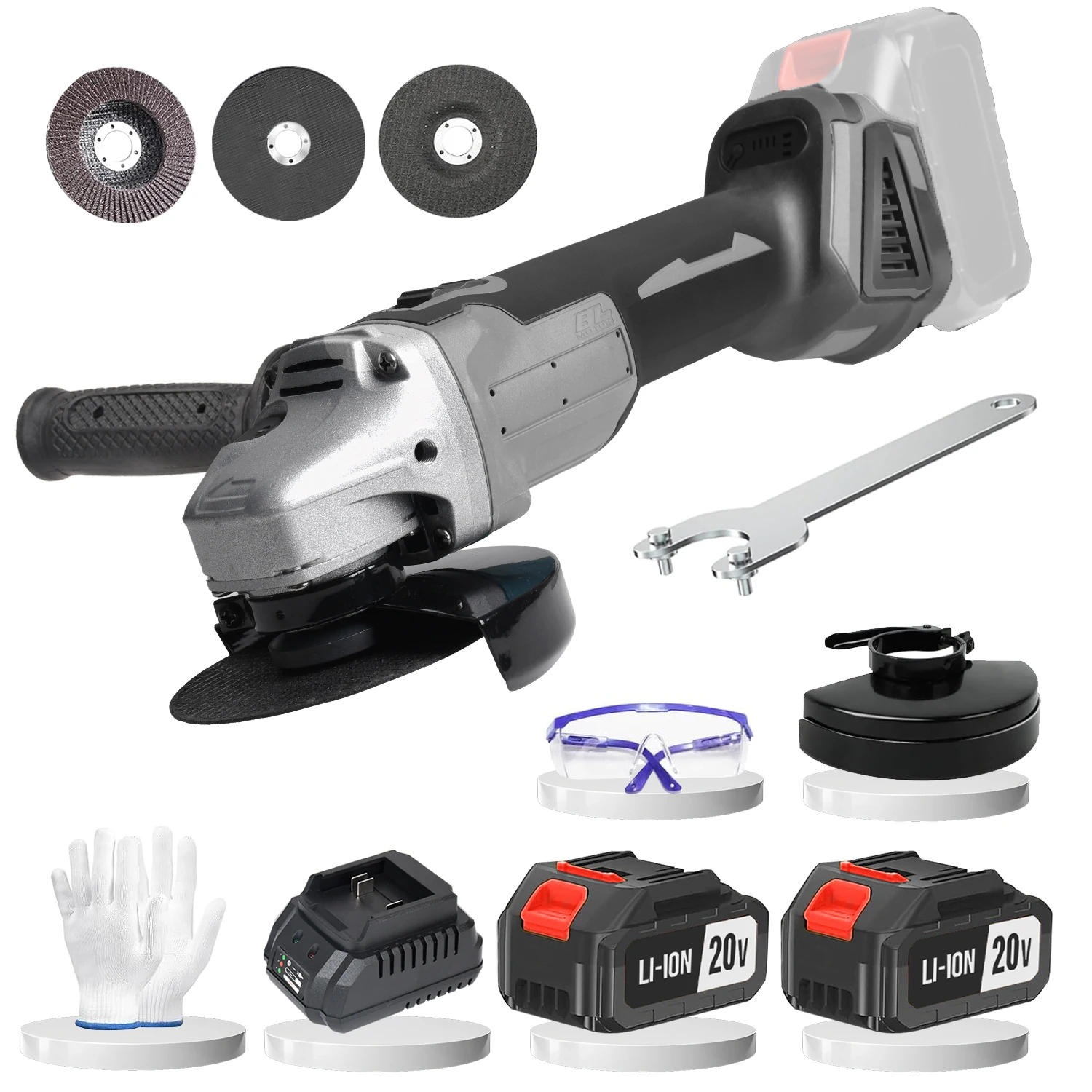 Cordless Angle grinders Set, Comes With Two Batteries And Charger,Electric Grinder Tool Set