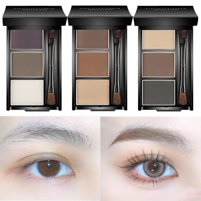 3 Colors Eyebrow Powder Waterproof Lasting Non-smudge Natrual Eyebrow Tint Makeup Palette Eye Brow Enhancers Pigment Cosmetic