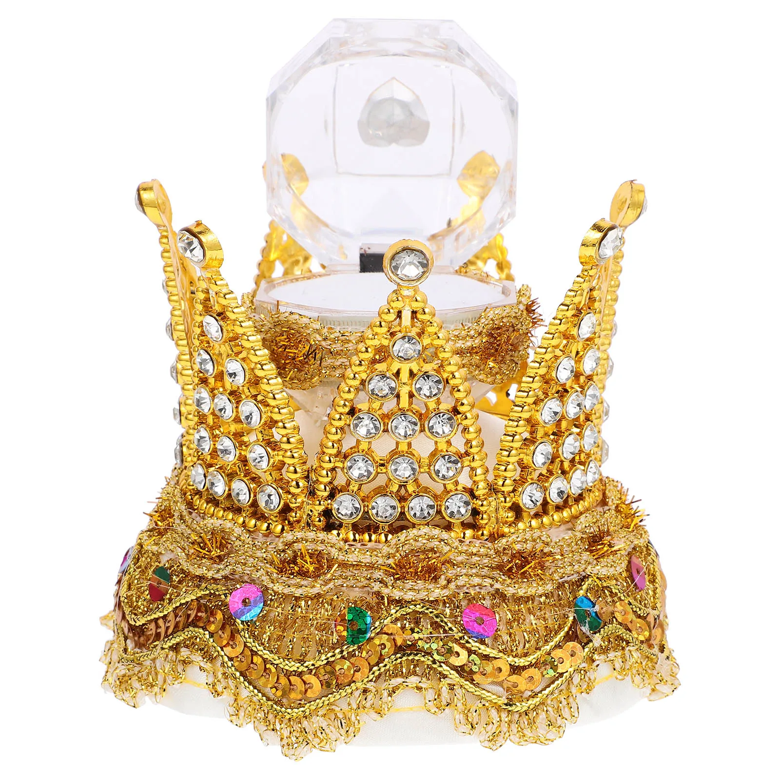

Crown Ring Golden 5980 Wedding Holder Clear Travel Bridal Gift Compact Jewelry Display Box For Ring Case Rings