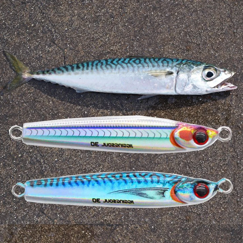 Metal Jig 10g15g20g30g40g60g80g 3D Off Shore Fishing Saltwater Jigpara Tuna Lure Mackerel Marlin Wahoo Artificial Hard Bait