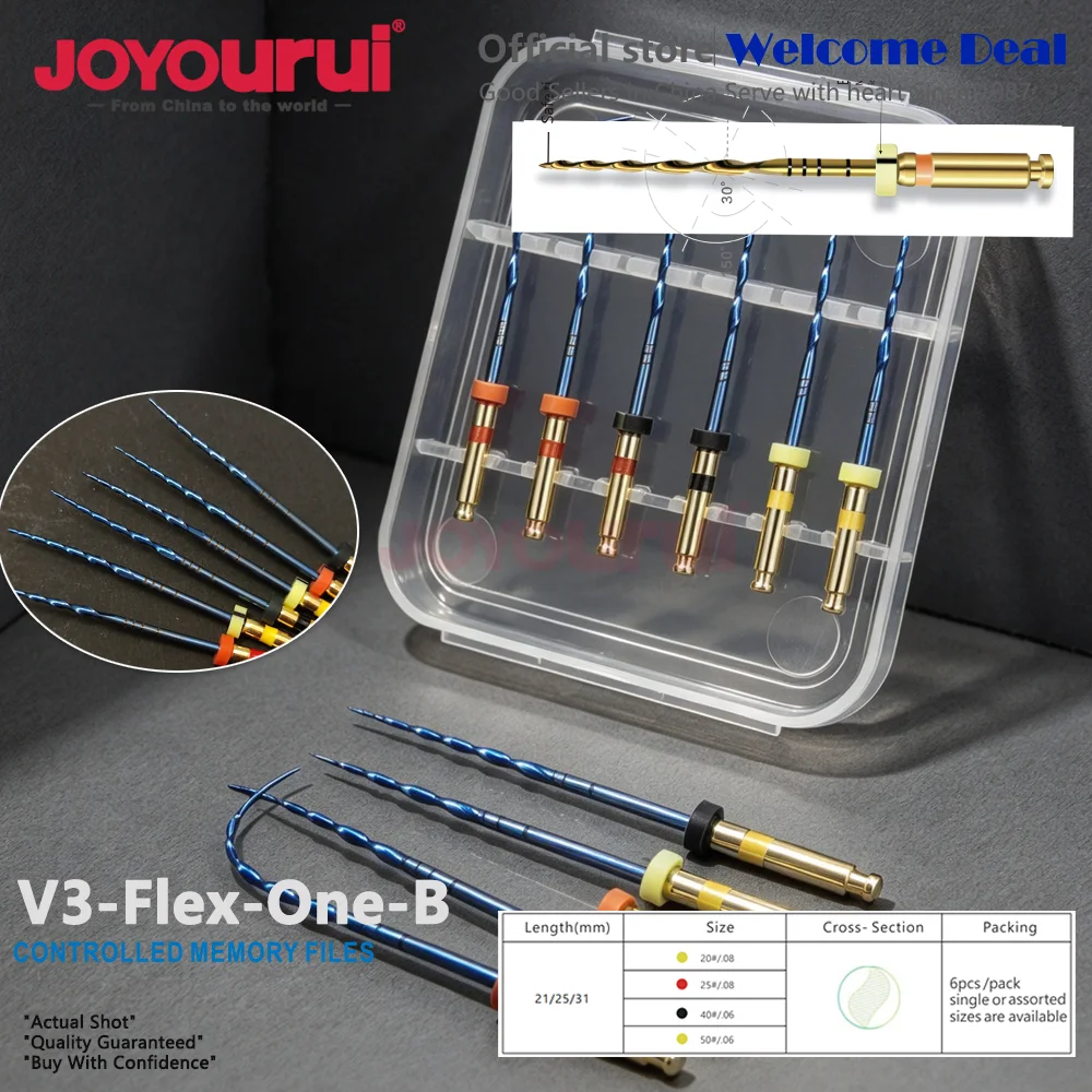 6Pcs/Pack Dental Reciprocating Blue/Gold Heat Activation Endo NITI File R25 R40 R50 One Files Dentistry Endodontic Instrument