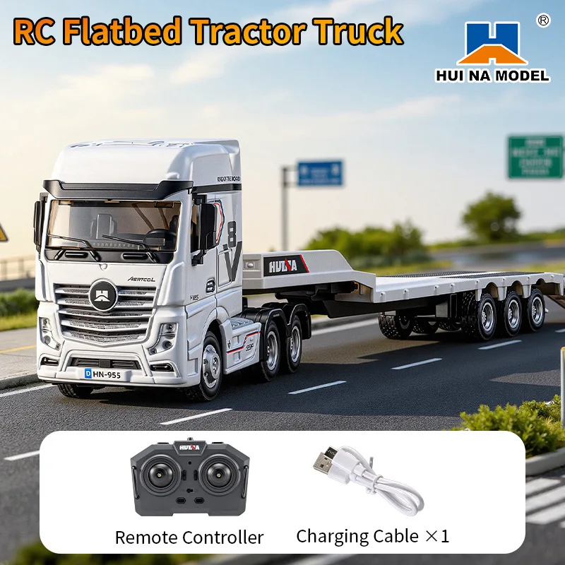 1:64 9900 New Huina  Rc Truck Flatbed Tractor Truck 12-Channel Rc Car Mini With Light 2.4g Proportional Precise Control Toy Gift