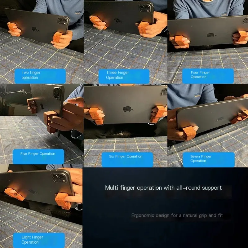 Poignée collante en bois pour support de tablette PC, gyroscope à cinq doigts, trou de doigt, jeu spécifique, déterminer