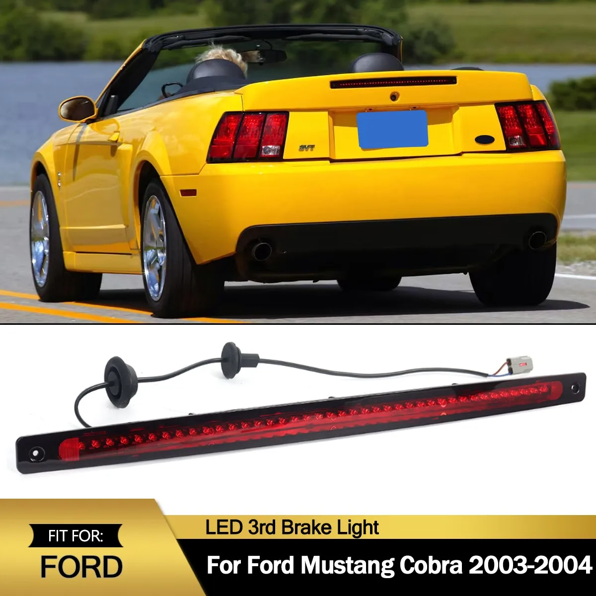 

Для Ford Mustang Cobra SVT Cobra Coupe 2-дверный 2003-2004: Красный светодиодный 3-й стоп-сигнал с последовательным включением, задний фонарь в сборе