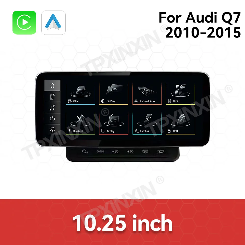 

10.25 Inch Car Radio Linux For Audi Q7 2010 - 2015 Video Multimedia Player Stereo AutoLink CarPlay Head Unit QLED Touch Screen