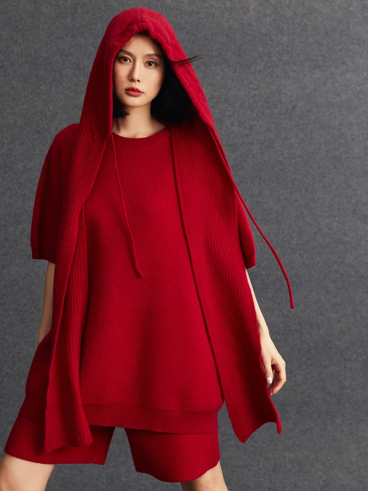 TLOML 시크 여성용 100% 캐시미어 가을 겨울 케이블 니트 후드 캐시미어 스카프 모자 보온 캐시미어 니트 스카프 패션 탑