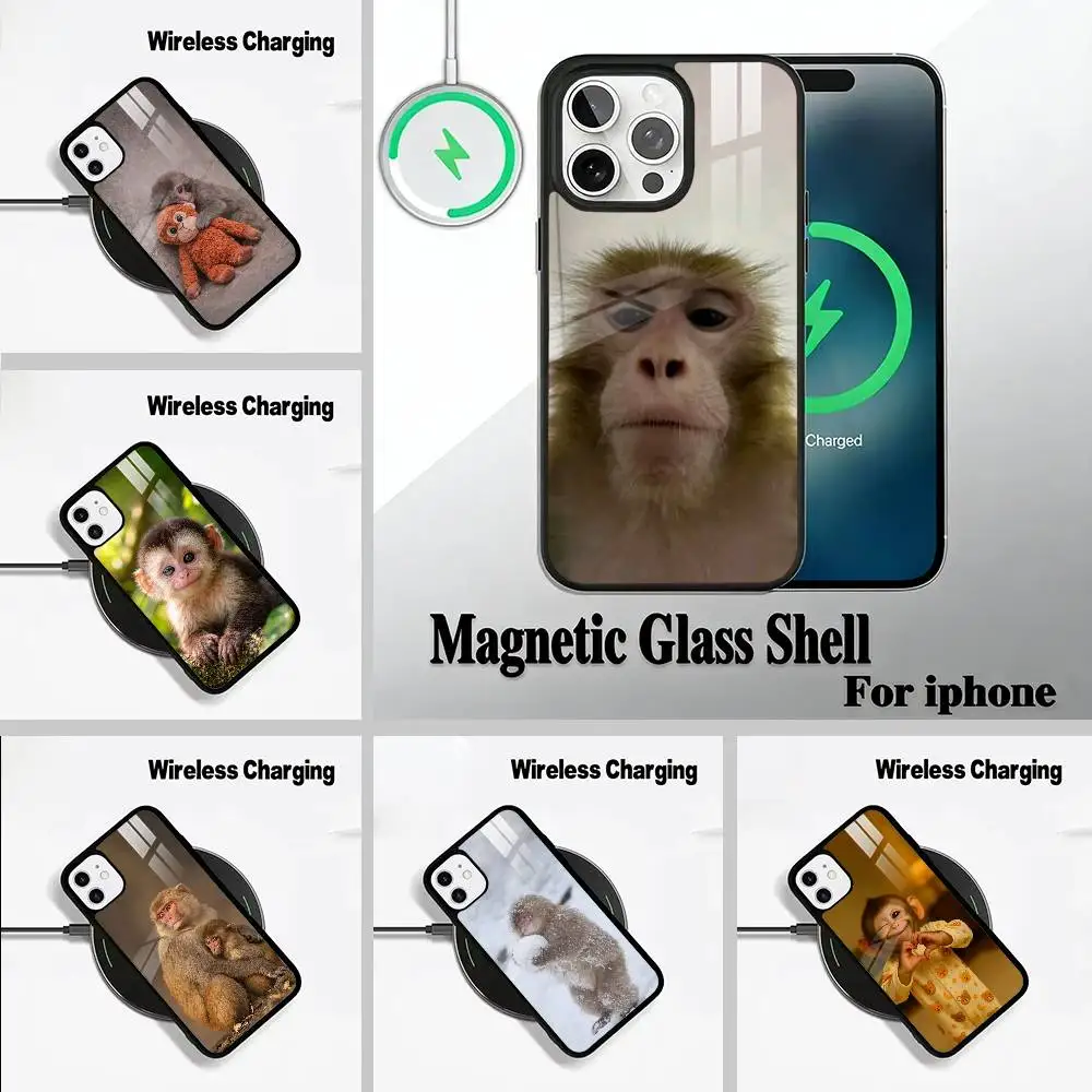 

C-Cute Funny Monkey Phone Case For IPhone17 16 15 14 13 12 11 Pro Max 16/15/14Plus Wireless Charger Cover Funda