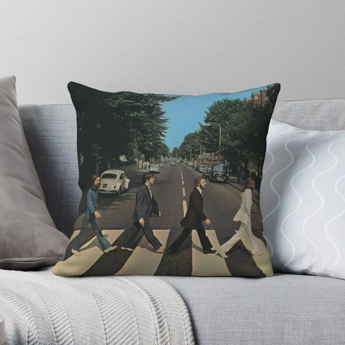 Abbey Road Square Pillowcase Polyester Linen  Printed Zip Decor Throw Pillow Case Home Cushion Cover Wholesale