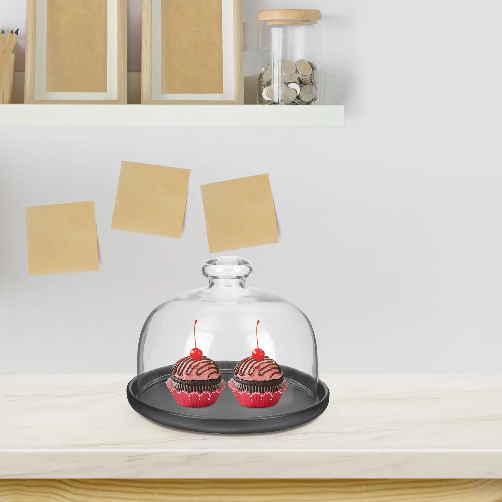 

1Set Cake Plate Server Fruit Foretaste Plate Transparent Lid Safe Use Exquisite Workmanship Bright Simple Shapes