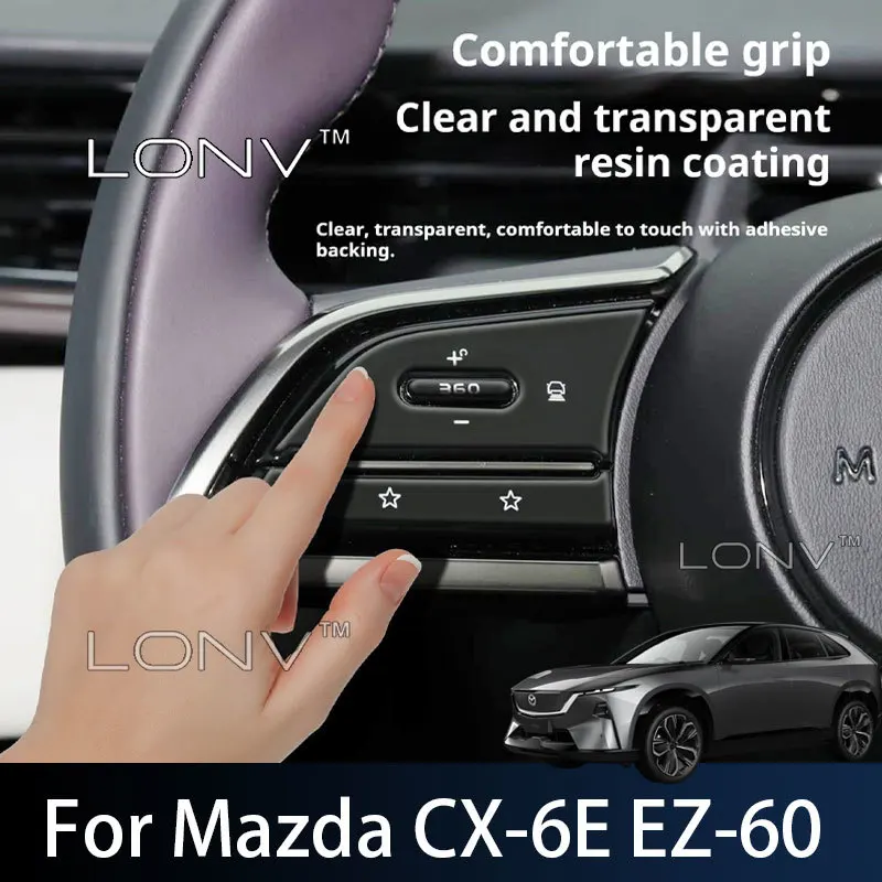Für Mazda CX-6e EZ-60 2026 2027 2025 Auto-Lenkrad-Knopfschutz-Aufkleber Kratzfester Knopfschutz Zubehör