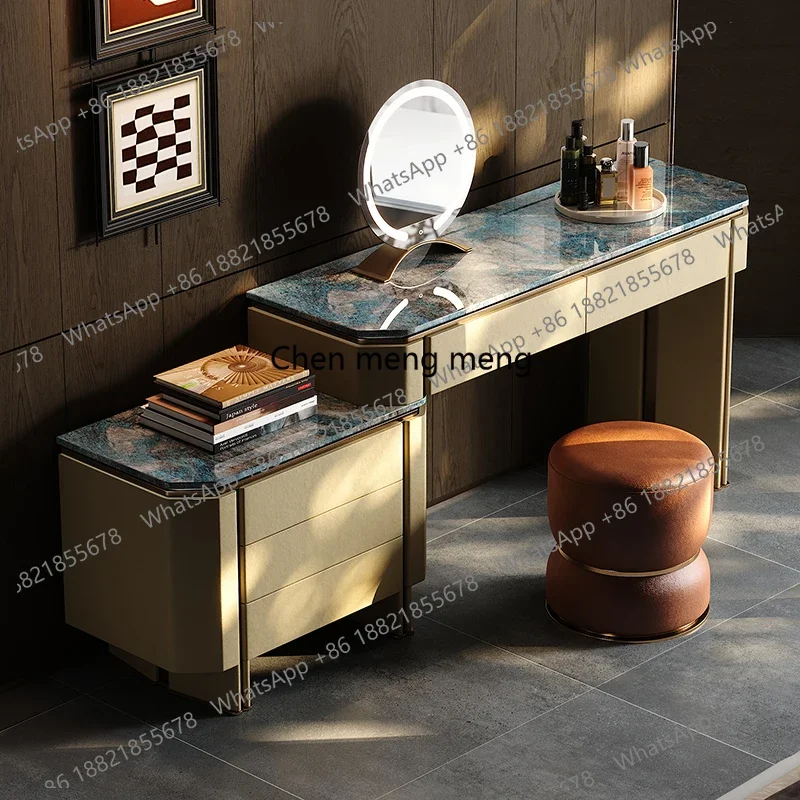 RR Desk Tocador de Lujo Europeo para Apartamento y Dormitorio con Espejo, Mueble Tocador, Muebles para el Hogar