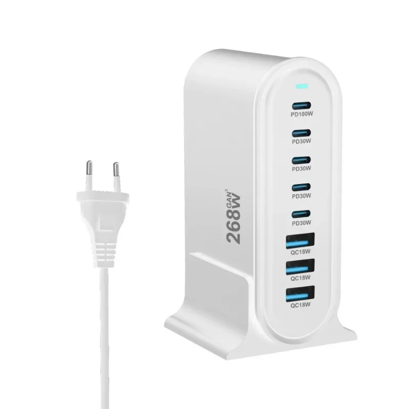 NEW 268W Gan Fast Charge 3.0 USB Type C Fast Charger Mobile 8-port USB Type C PD Charger Convenient To Carry Tablet Charger