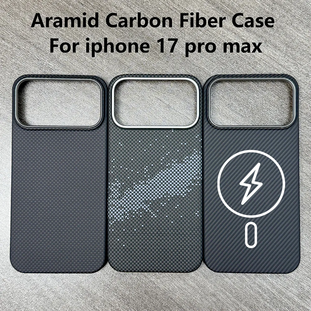 

Real Carbon Fiber Case For Apple iPhone 17 Pro Max Aramid Magsafe Magnetic Case Phone Protective Cover Armor Shell Durable