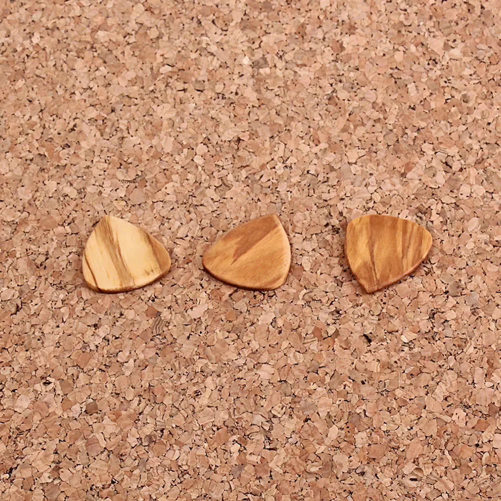 

3pcs Olive Wood Guitar Picks Durable Wooden Ukulele Plectrums Lightweight Comfortable Grip Guitar Accessories