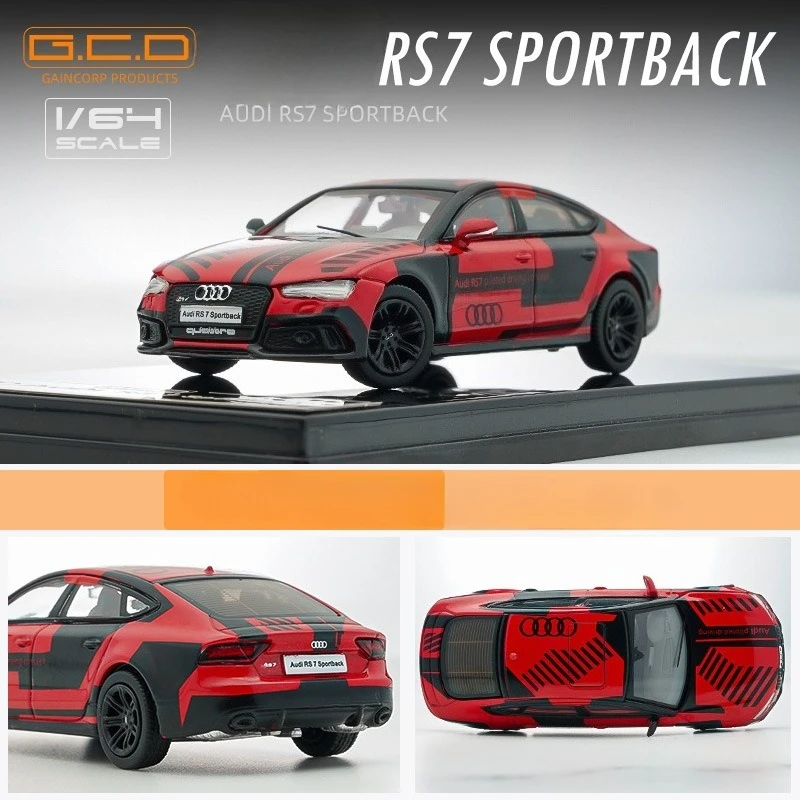 

GCD 1/64 Audi RS7 модель автомобиля из сплава с рулевым передним колесом, имитация игрушечного автомобиля, литая под давлением миниатюрная коллекция Voiture, хобби