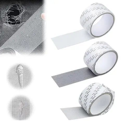 Window Repair Tape Mesh Kit Tape Waterproof Fiberglass Mosquito Net Mesh Patch Tape for Covering Holes and Tears Instantly