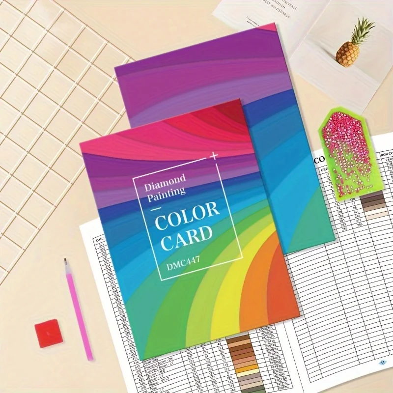 447 DMC Color Chart Book, HD Printing Diamond Painting Color Comparison Card for DIY Handcraft Diamond Painting Accessory Tool