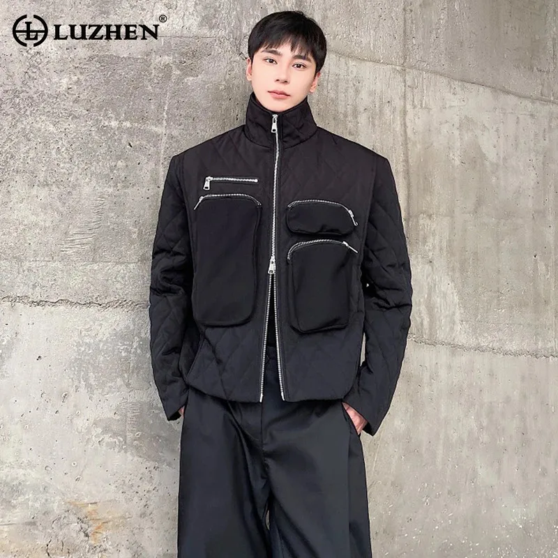 

LUZHEN Double Pockets 2025 Zipper Design New Decorate Original Padded Coat Men's Fashion High Quality Stand Neck Jacket JY5511