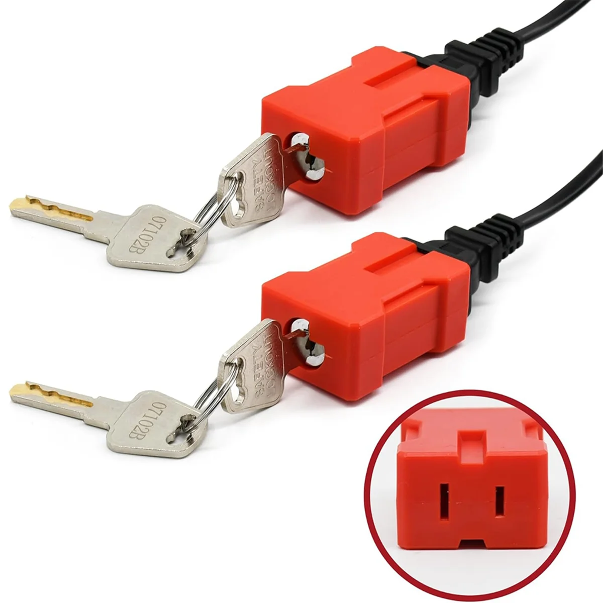 AA98 Plug Lock Electrical Cord Plug Lockout Device 2 Pack Outlet Locking Safety Lock Fits Electrical Shutdown Service