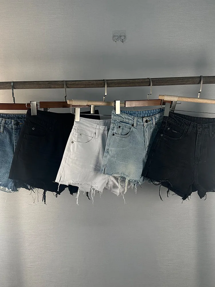 

Slimming Denim orts for Women High Waist Wide Leg Pants Casual Sle Zipper Closure Summer Hot Pants Torn And Frayed Hem