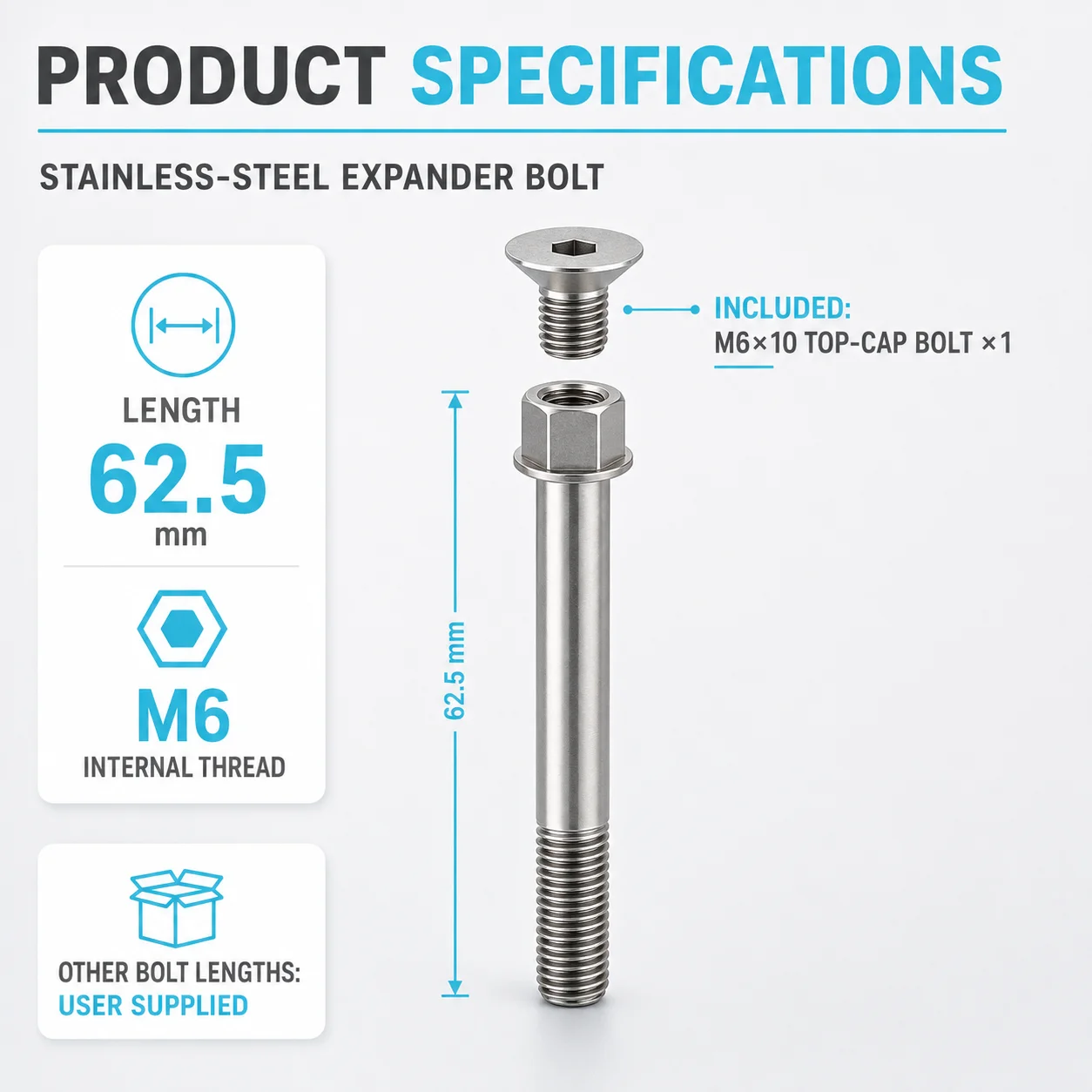 ULLICYC Stainless Steel Bolt for Cannondale Gen4/Gen5 SuperSix 2023~2025 LAB71 Fork Steer Tube Expander Compression Plug