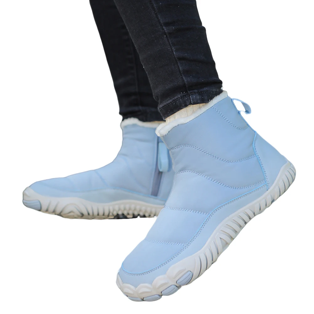 

Зимние зимние ботинки, легкая обувь босиком, нескользящие повседневные ботильоны на молнии, модные теплые ботильоны на подкладке для мужчин и женщин